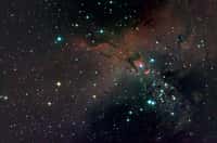 Une image composite prise par SuperBIT des « Piliers de la Création », une structure de gaz et de poussière dans la nébuleuse de l'Aigle, à 7.000 années-lumière de la Terre. © SuperBIT, Romualdez et al. (2018) SPIE 10702
